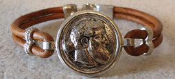 Alexander Coin Bracelet with brown leather band