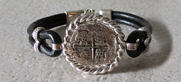 Atocha Coin Bracelet with black leather band 2