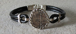 Atocha Coin Bracelet with black leather band 4