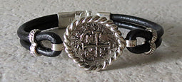Atocha Coin Bracelet with black leather band 5