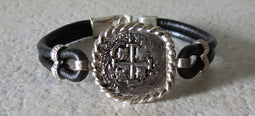 Atocha Coin Bracelet with black leather band 6