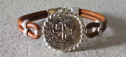 Atocha Coin Bracelet with brown leather band 4