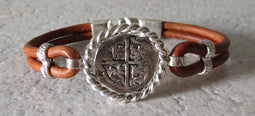 Atocha Coin Bracelet with brown leather band 1
