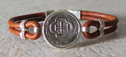 Atocha Coin Bracelet with brown leather band 3