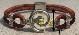 #213 Hurricane Bracelet Leather Band Sterling Silver Gold