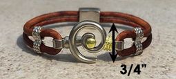 #214 Hurricane Bracelet Leather Band Sterling Silver Gold