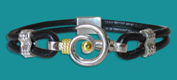 #106 Hurricane Bracelet Black Leather with Gold Small