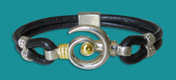 #105 Hurricane Bracelet 2015 Black Leather with Gold Medium