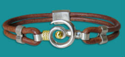 #112 Hurricane Bracelet Brown Leather with Gold Small