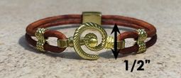 #311a Hurricane Bracelet twisted Leather Band 14k Gold