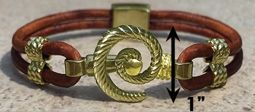#309 Hurricane Bracelet twisted Leather Band 14k Gold