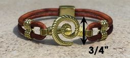 #310a Hurricane Bracelet twisted Leather Band 14k Gold