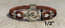 #317 Hurricane Bracelet twisted Leather Band Sterling Silver