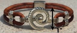 #315 Hurricane Bracelet twisted Leather Band Sterling Silver