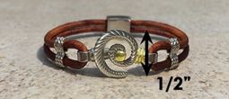 #314 Hurricane Bracelet twisted Leather Band Sterling Silver 14k Gold