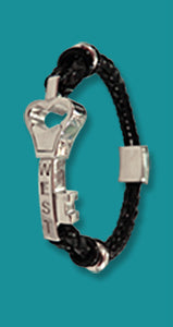 #112 Medium Sterling Silver Love Bracelet with Leather Rope