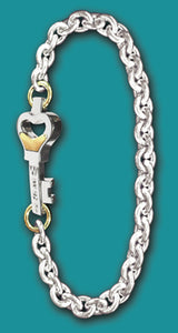 #103 Small Sterling Silver Key West Love Bracelet With 14k Gold