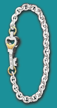 #1031 Medium Sterling Silver Key West Love Bracelet With 14k Gold